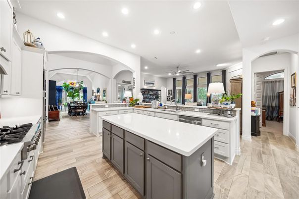 Interior, Kitchen, Recessed Lighting, Wood Texture Flooring