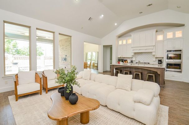 Interior, Kitchen, Living room, Recessed Lighting, Stainless Steel Appliances, Wood Texture Flooring