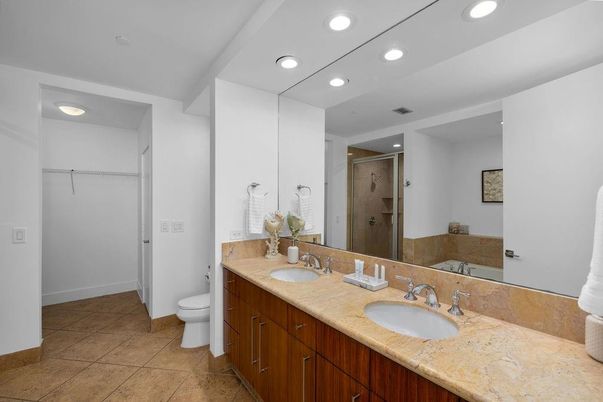 Bathroom, Dual Sink Vanities, Glass Shower, Interior, Recessed Lighting