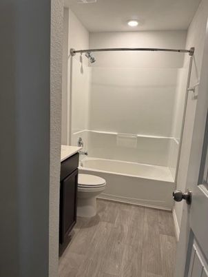 Bathroom, Interior, Recessed Lighting, Wood Texture Flooring