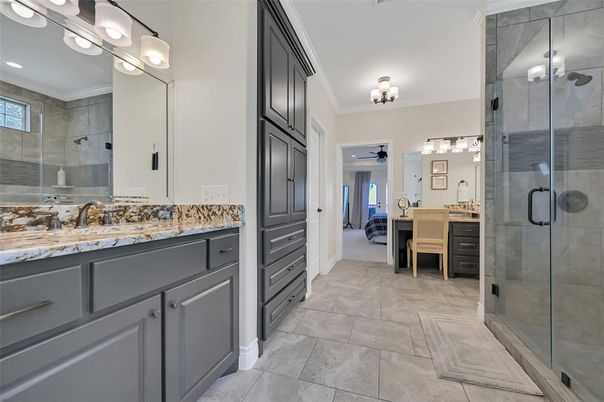 Bathroom, Dual Sink Vanities, Glass Shower, Interior