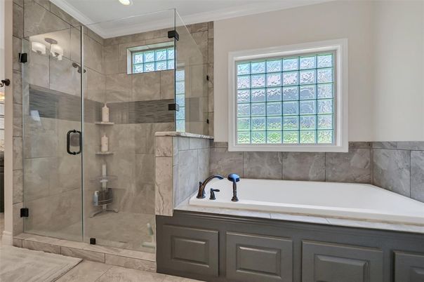 Bathroom, Glass Shower, Interior, Recessed Lighting