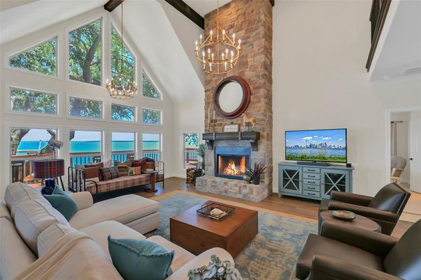 Chandelier, Fireplace, Interior, Living room, Wood Texture Flooring