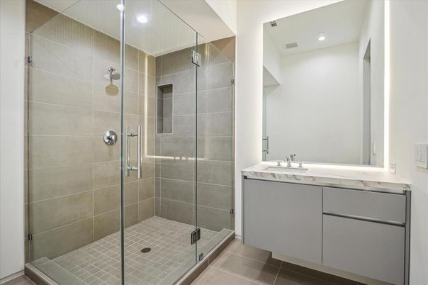 Bathroom, Glass Shower, Interior, Recessed Lighting
