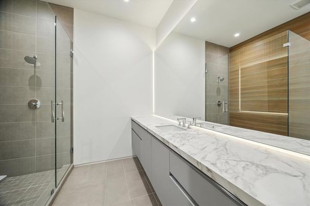 Bathroom, Glass Shower, Interior, Recessed Lighting