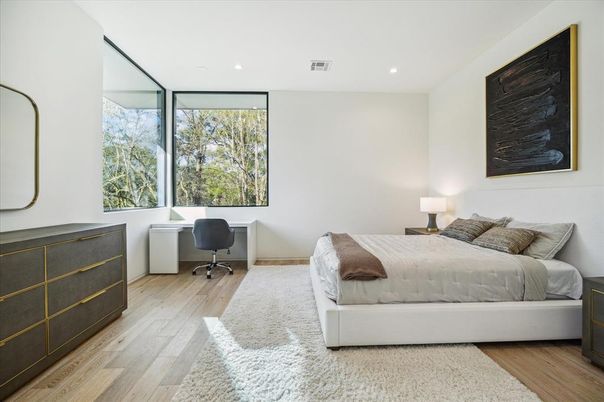 Bedroom, Home Office, Interior, Recessed Lighting, Wood Texture Flooring