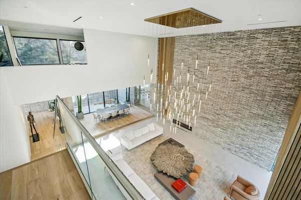 Dining room, Interior, Living room, Recessed Lighting, Wood Texture Flooring