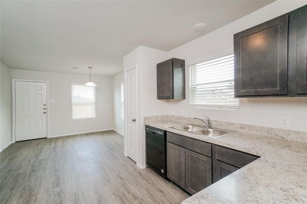 Interior, Kitchen, Pendant Lights, Wood Texture Flooring