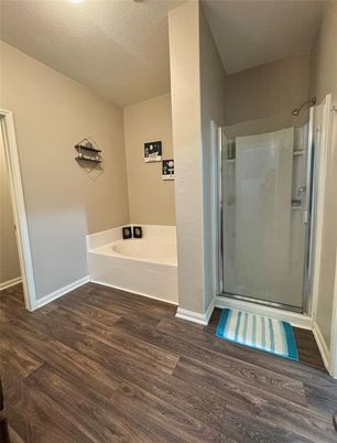 Bathroom, Glass Shower, Interior, Wood Texture Flooring