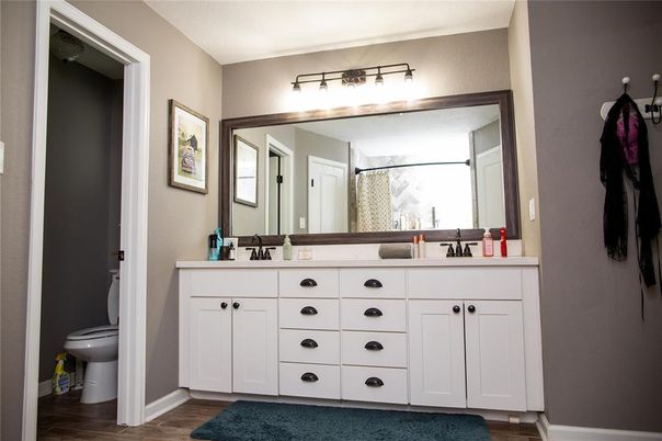 Bathroom, Dual Sink Vanities, Interior, Wood Texture Flooring