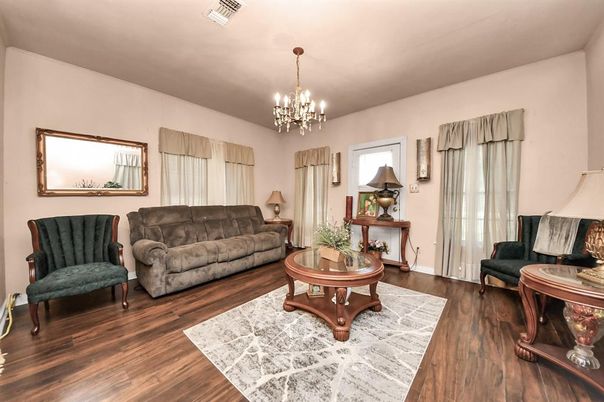Chandelier, Interior, Living room, Wood Texture Flooring