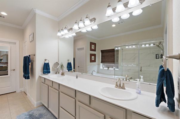 Bathroom, Dual Sink Vanities, Glass Shower, Interior, Recessed Lighting