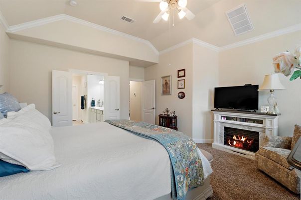 Bedroom, Fireplace, Interior