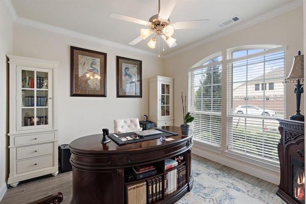 Fireplace, Home Office, Interior, Wood Texture Flooring