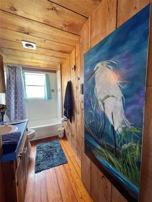 Bathroom, Interior, Wooden Ceilings, Wood Texture Flooring, Wooden Walls