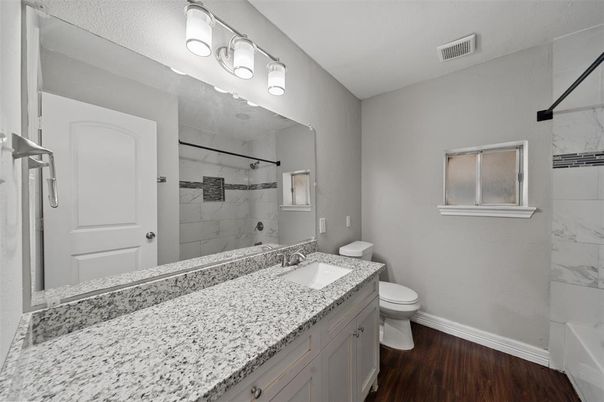 Bathroom, Interior, Marble Walls, Wood Texture Flooring