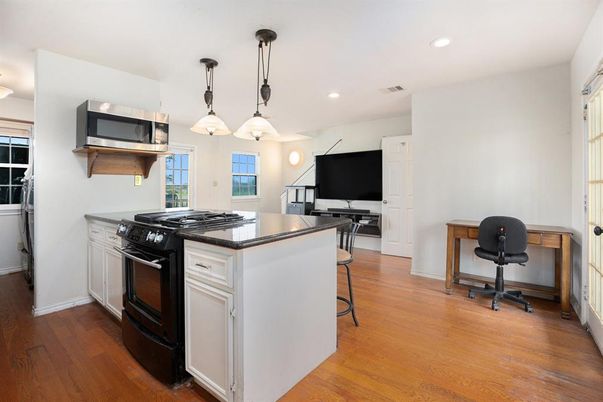 Interior, Kitchen, Pendant Lights, Recessed Lighting, Wood Texture Flooring