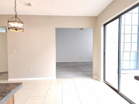 Empty room, Interior, Pendant Lights, Wood Texture Flooring