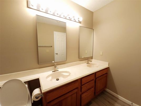Bathroom, Dual Sink Vanities, Interior, Wood Texture Flooring