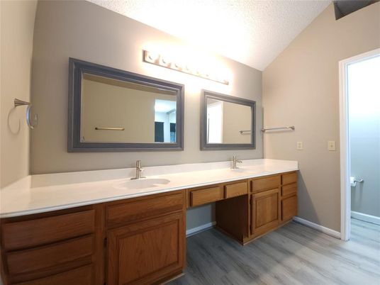 Bathroom, Dual Sink Vanities, Interior, Wood Texture Flooring