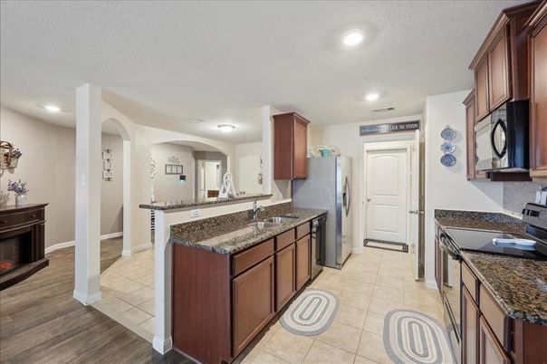 Interior, Kitchen, Recessed Lighting, Wood Texture Flooring