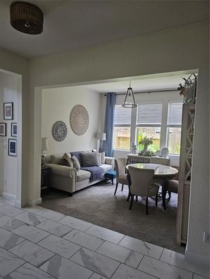 Dining room, Interior, Living room, Marble, Pendant Lights