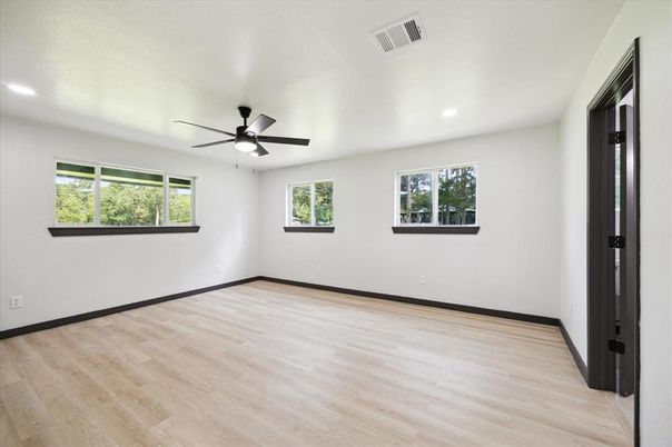 Empty room, Interior, Recessed Lighting, Wood Texture Flooring