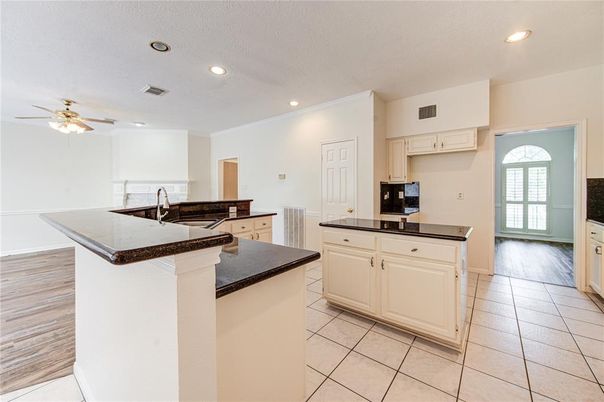 Interior, Kitchen, Recessed Lighting, Wood Texture Flooring