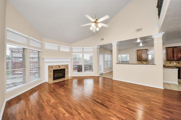 Empty room, Fireplace, Interior, Wood Texture Flooring