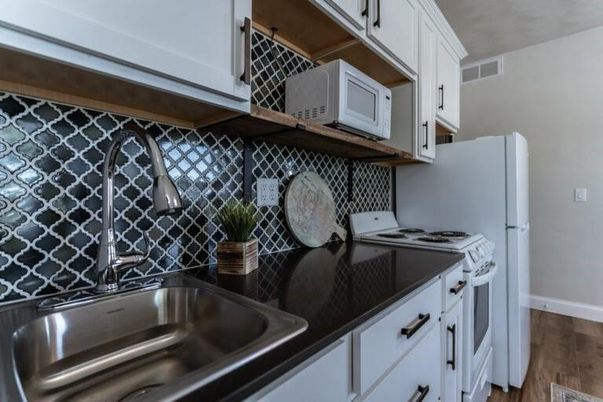 Interior, Kitchen, Stainless Steel Appliances, Wood Texture Flooring