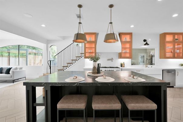 Interior, Kitchen, Pendant Lights, Recessed Lighting, Stainless Steel Appliances