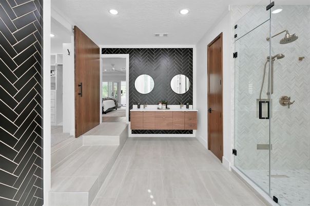 Bathroom, Glass Shower, Interior, Recessed Lighting