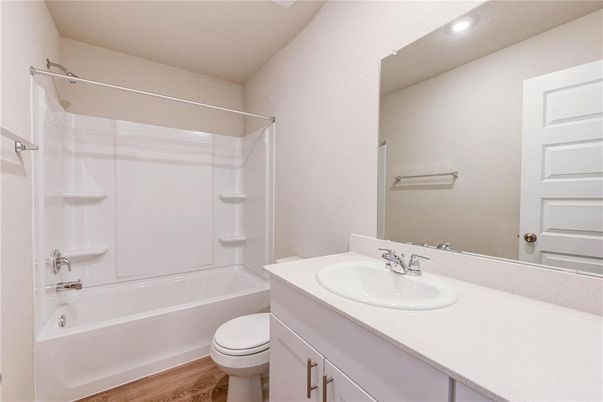 Bathroom, Interior, Recessed Lighting, Wood Texture Flooring
