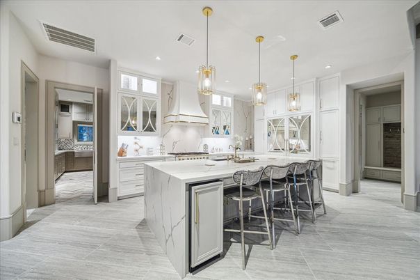 Interior, Kitchen, Marble, Pendant Lights, Recessed Lighting