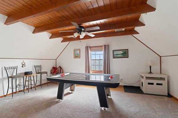 Billiard Table, Game Room, Interior, Wooden Beams, Wooden Ceilings