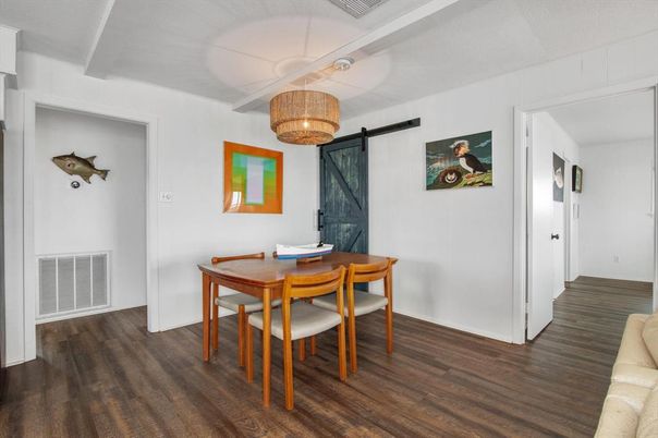 Chandelier, Dining room, Interior, Wood Texture Flooring
