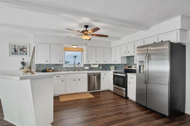 Interior, Kitchen, Stainless Steel Appliances, Wood Texture Flooring