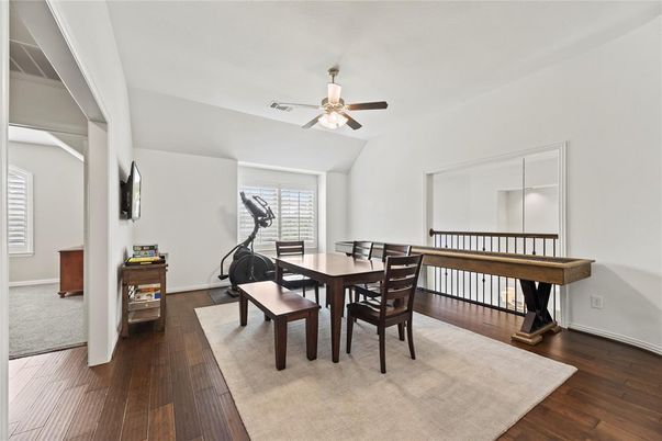 Dining room, Fitness Equipment, Interior, Wood Texture Flooring