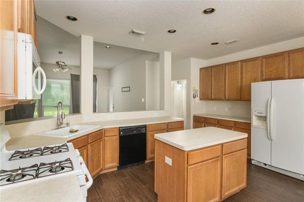 Interior, Kitchen, Recessed Lighting, Wood Texture Flooring