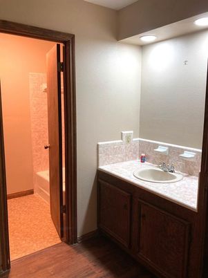 Bathroom, Interior, Recessed Lighting, Wood Texture Flooring
