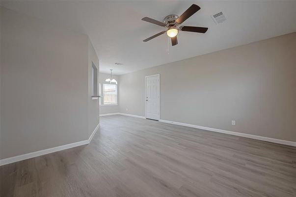 Chandelier, Empty room, Interior, Wood Texture Flooring