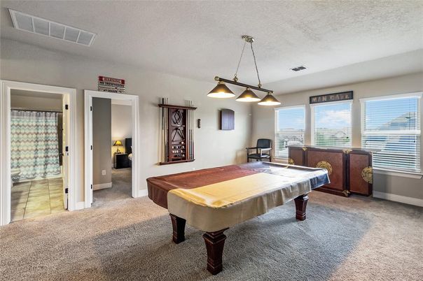 Billiard Table, Game Room, Interior, Pendant Lights