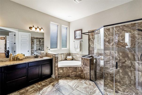Bathroom, Dual Sink Vanities, Glass Shower, Interior