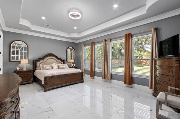 Bedroom, Interior, Marble, Recessed Lighting
