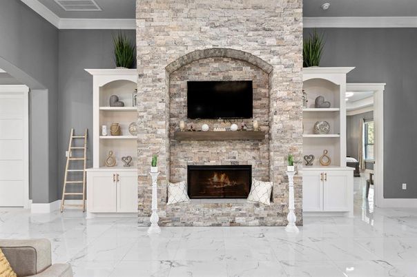 Fireplace, Interior, Marble, Stone Walls