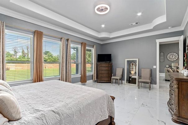 Bedroom, Interior, Marble, Recessed Lighting
