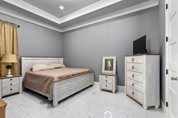 Bedroom, Interior, Marble, Recessed Lighting