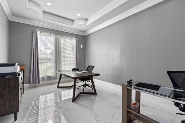 Home Office, Interior, Marble, Recessed Lighting