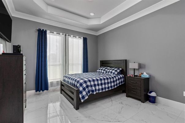 Bedroom, Interior, Marble, Recessed Lighting