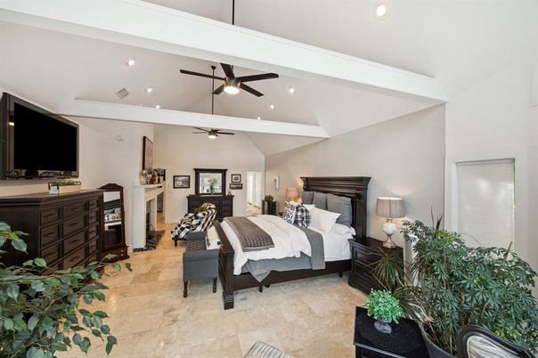 Bedroom, Fireplace, Interior, Recessed Lighting